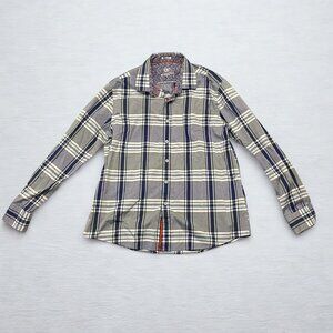 Bugatchi Shirt Mens XL Multicolor Long Sleeve Button Down Plaid Shaped Fit